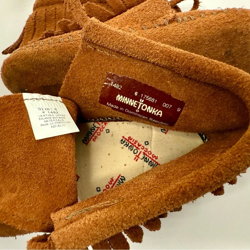 Minnetonka Brown Suede Baby Moccasins with Fringe